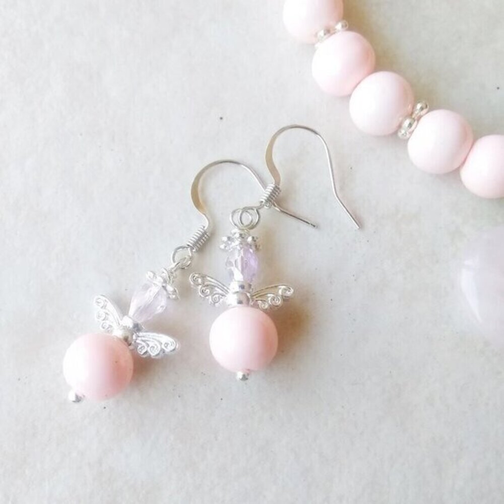 Cute Guardian Angel Earrings! Pink Angels Wings! Playful Blessings for any Age! - Picture 6 of 9